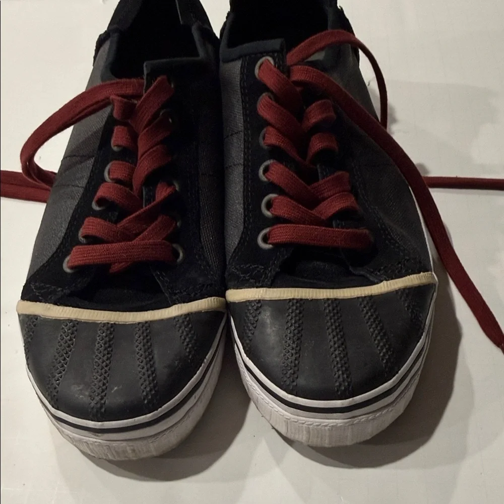 Sorel Black Canvas Sneakers with Red Laces